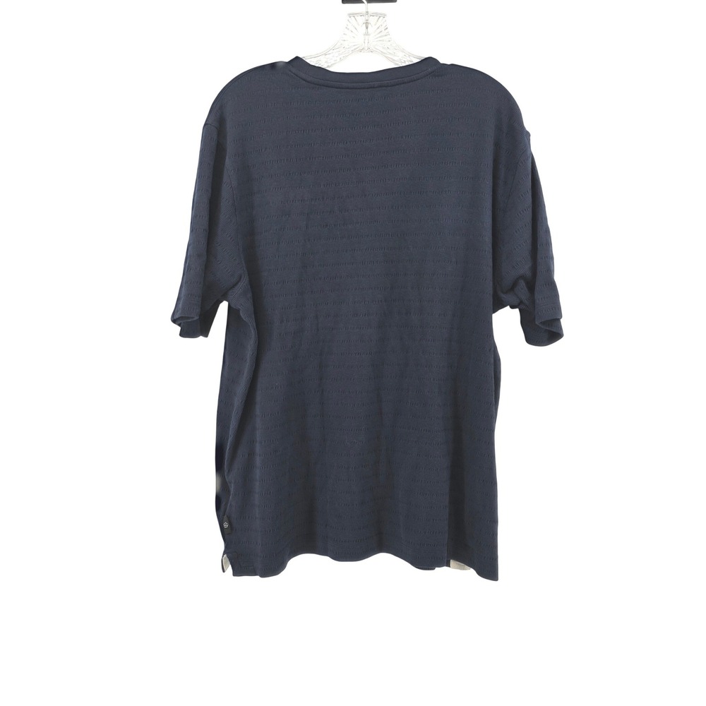 Ted Baker London Navy Blue Textured Stripe Short Sleeve Shirt Size 6 Womens - Picture 2 of 5